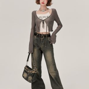 Lace-Up Long Sleeve Cardigan for Women - American Style Spicy Girl Sun Protection Top - Thin, Cool Summer Fashion