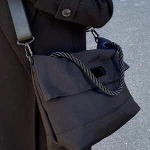 Large-Capacity Canvas Commuter Tote Bag for College Students, Women's Crossbody Shoulder Bag, Perfect for Classes and Daily Use