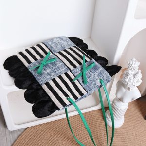 Large Capacity Color-Block Floral Shoulder Bag with Bow - 2024 Autumn/Winter Trendy Tote for Chic Style