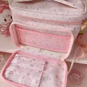 Large Capacity Cute Animal Print Cosmetic Bag - 2024 Storage Handbag for Makeup & Essentials, Trendy Square Design