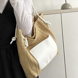 Large Capacity Woven Straw Bag for Women - Versatile Summer 2025 Shoulder Crossbody Tote - Perfect Beach Commuter Style
