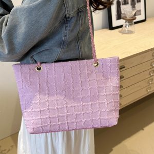 Large Textured Retro Handbag for Women - Trendy 2025 Korean Style Shoulder Tote Bag with High Capacity