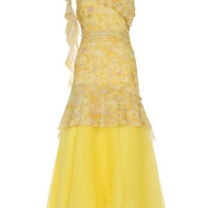 Layered Floral A-Line Dress for Women - Fresh Field Spaghetti Strap Dress, Gentle and Skin-Whitening, Perfect for Spring and Summer