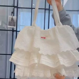 Layered Lace Shoulder Tote Bag for Women - Large Capacity Commuter Bag, 2025 Fashion Trend, Stylish and Versatile Daily Use