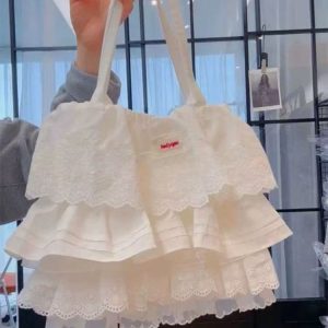 Layered Lace Shoulder Tote Bag for Women - Large Capacity Commuter Bag, 2025 Fashion Trend, Stylish and Versatile Daily Use