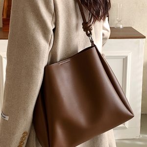 Light Luxury Retro Large-Capacity Shoulder Bag - Textured Mother and Child Bucket Bag for Women - Autumn Winter Fashion
