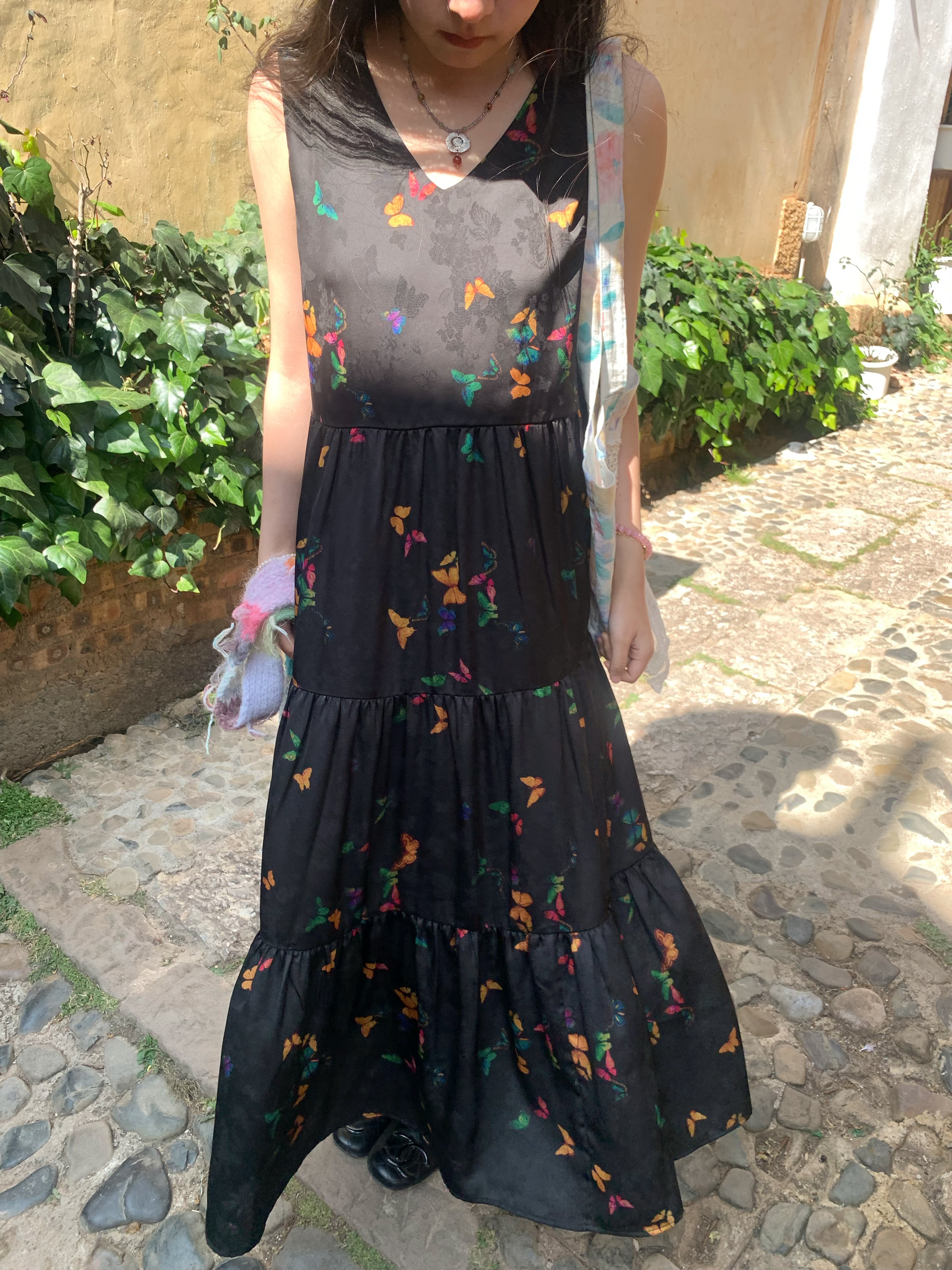 Light Spring Mountains Retro Floral Maxi Dress for Women - Loose V-Neck Sleeveless Long Dress, Perfect for Summer 90s & Y2K Style