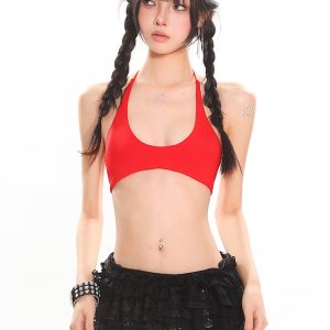 Lightweight Oxygen Sports Yoga Casual Slimming Summer Vest for Women - Large U-Neck Halter Tie Bra - Perfect for Activewear and Fitness
