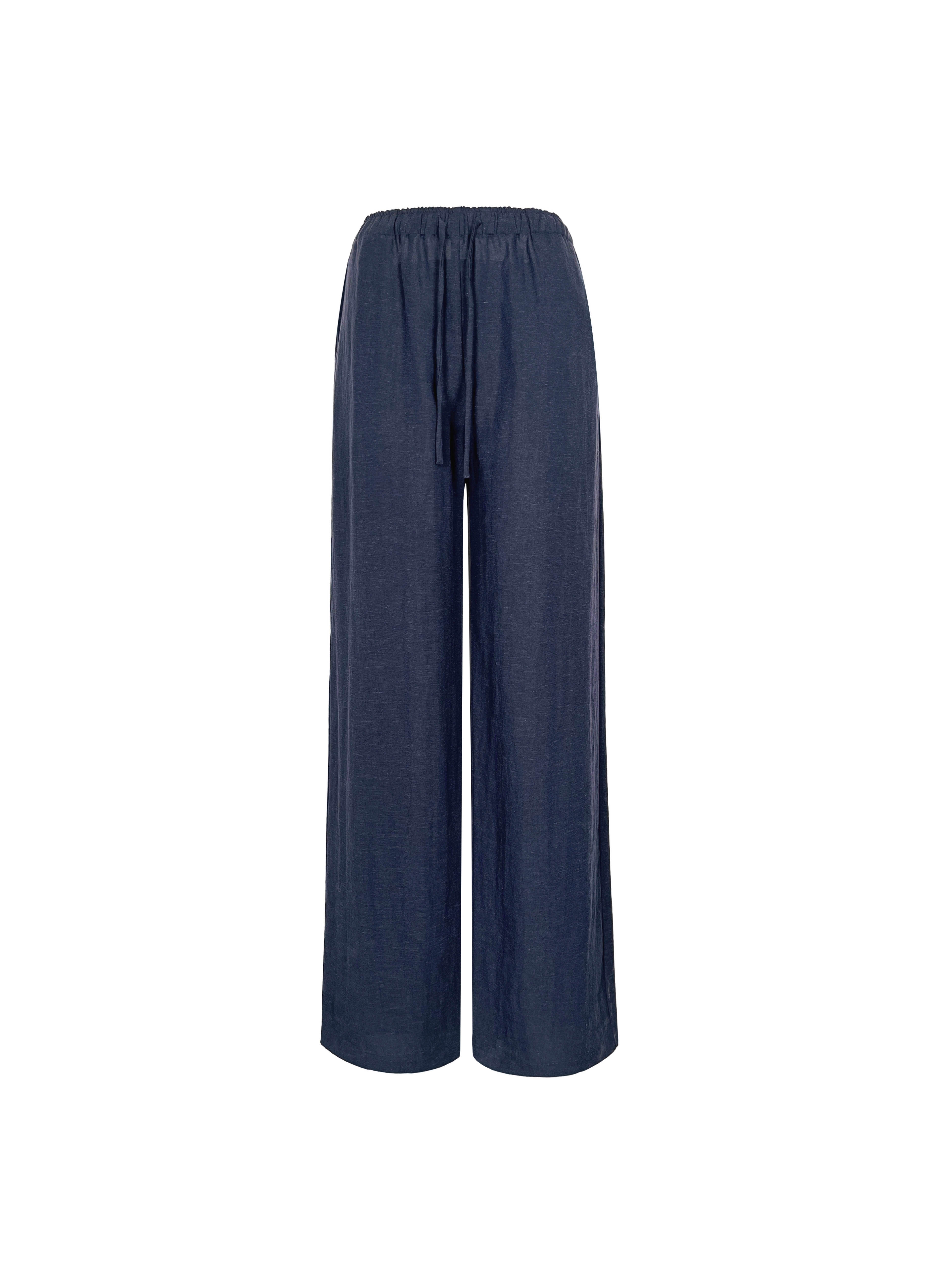 Low-Waist Vintage Tencel Linen Elastic Waist Straight-Leg Pants for Women - Retro 90s Inspired Style