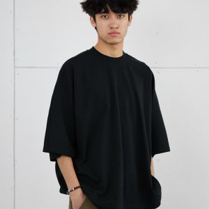 Men's 275g Heavyweight Pure Cotton Seamless Basic Short Sleeve T-Shirt - Loose Fit Spring/Summer Essential