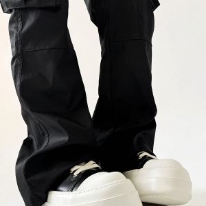 Men's American Retro Thick-Soled Black Platform Shoes, Chunky Canvas Derby Style, Height-Increasing Couples' Footwear