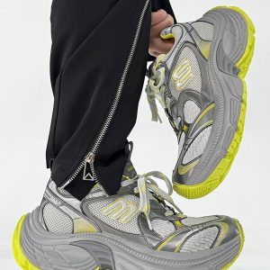 Men's and Women's Vintage Black Thick-Soled Dad Shoes - Height-Increasing Sports Sneakers for Couple, 90s Inspired