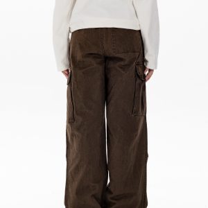 Men's Casual Loose Big Pocket Pants - Foldable Design, Straight Leg, Trendy Spring Fashion
