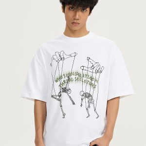 Men's Creative Hand-Painted Pattern Short Sleeve T-Shirt, Loose Fit Pure Cotton Top, Versatile 2025 Style