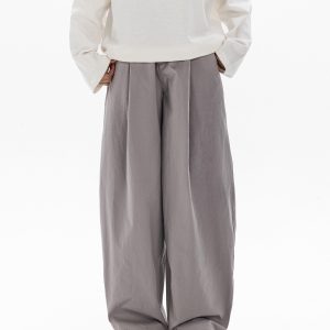 Men's Retro Minimalist Loose Military Green Wide-Leg Cargo Pants – Casual Trousers for 90s Inspired Style