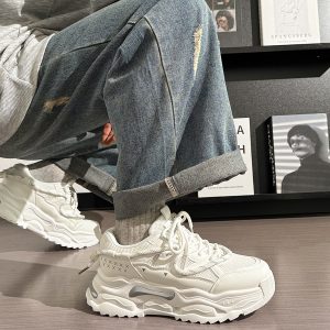 Men's Thick Sole Sports Casual Sneakers - 2025 Original Design White Mesh Breathable Dad Shoes for 90s Y2K Style
