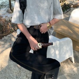 Mid-Century American Vintage Letter Embroidery Cut Short Sleeve T-shirt for Men and Women - Summer Regular Fit Versatile Tee