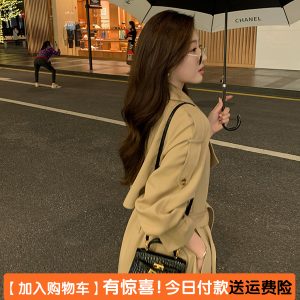 Mid-Length Women's Trench Coat - 2024 British Style Thin Fashionable Outerwear for Spring and Autumn, Chic Student Look
