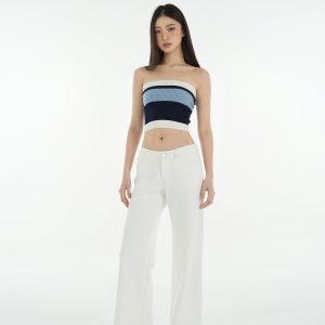 Mid-Low Waist Straight Leg Wide-Leg Stretchy White Jeans for Women - Trendy Y2K Style Denim Pants