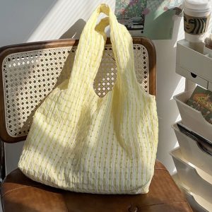 Mint Green Checkered Canvas Bag - Summer Fresh Single Shoulder Bag, Artistic Versatile Fairy Bag, Trendy Y2K Style