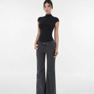 Naked Feel Half High Neck Slim Fit Short Sleeve T-Shirt - High Elastic Base Layer for 90s Y2K Style