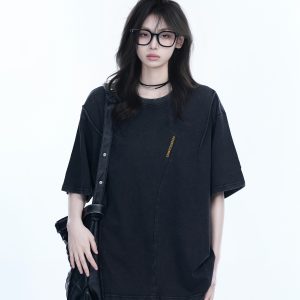 Oversized American Retro Style Short Sleeve T-Shirt for Women - 