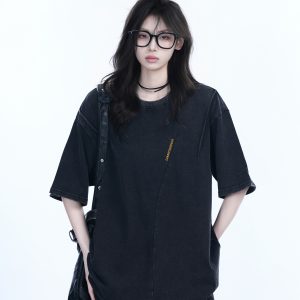 Oversized American Retro Style Short Sleeve T-Shirt for Women - 