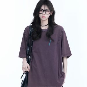 Oversized American Retro Style Short Sleeve T-Shirt for Women - 