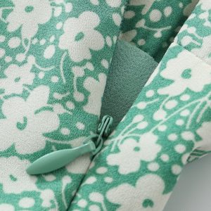 Petite Floral Green Summer Dress for Women - French Style Vacation Dress, Slimming Design for 2025