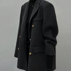 Petite Short Purple Wool Coat for Women - High-End Autumn Winter 2024 Style