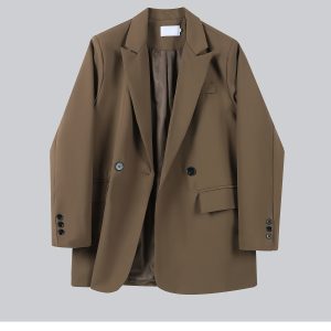 Petite Women's Coffee-Colored Blazer - 2025 Spring Casual Suit for Stylish Outfits - Perfect for Spring and Autumn Wear