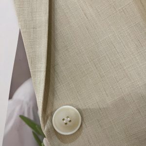 Petite Women's Spring Summer Beige Thin Three-Quarter Sleeve Suit Jacket - Short Fit, Trendy Fashion Outerwear
