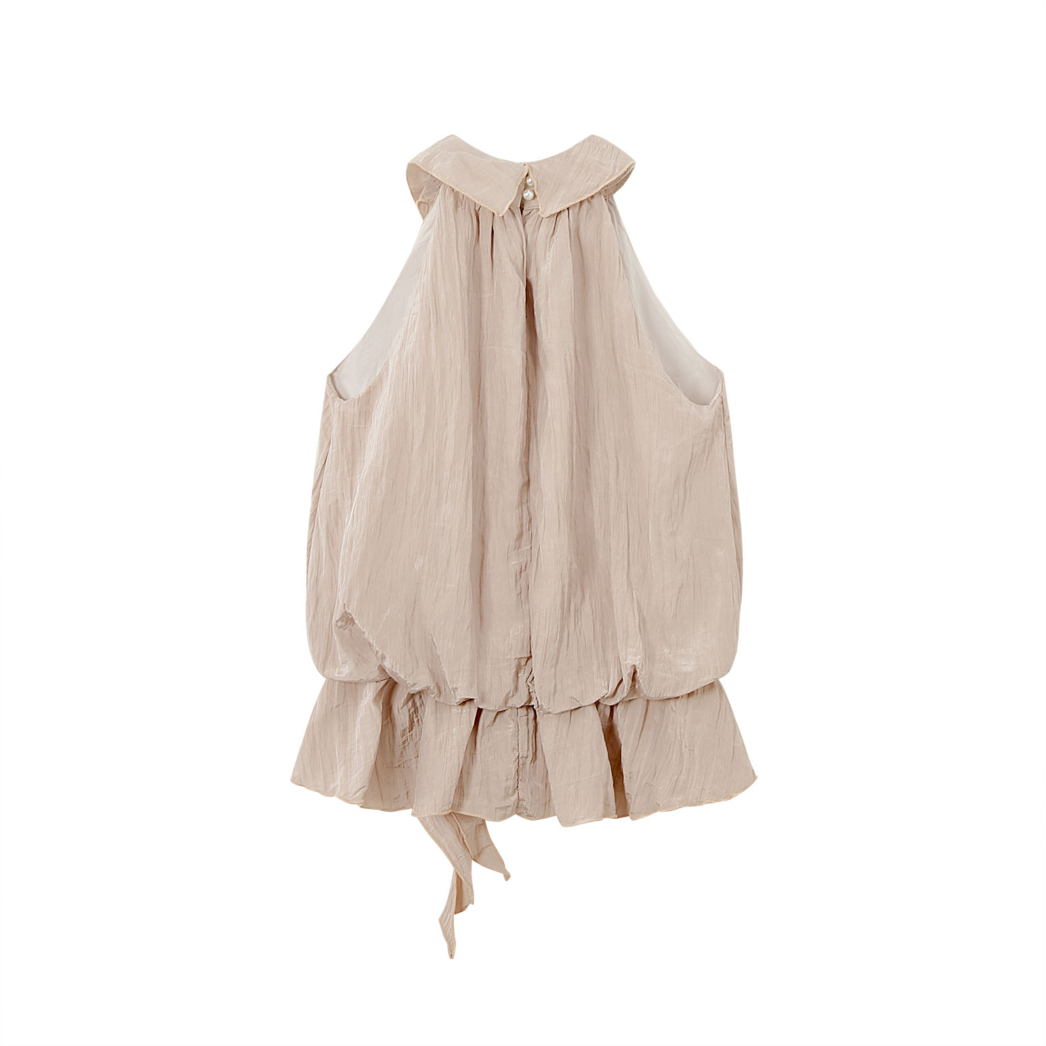 Pink Floral Ribbon Hanging Neck Sleeveless Top - Three-Dimensional Design for Women's Summer Vacation Style