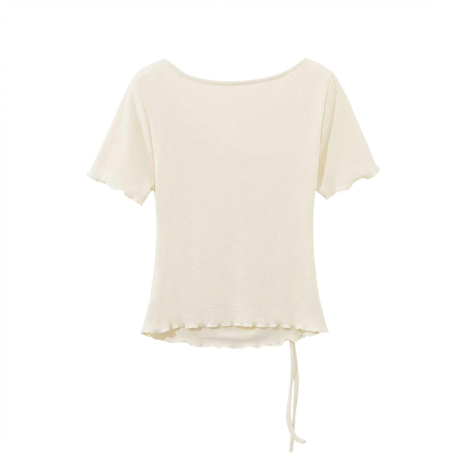 Pink Sweet Women's Off-Shoulder Short Sleeve T-Shirt with Irregular Ruffle Edge and Butterfly Decor, 2025 Summer Fashion Trend