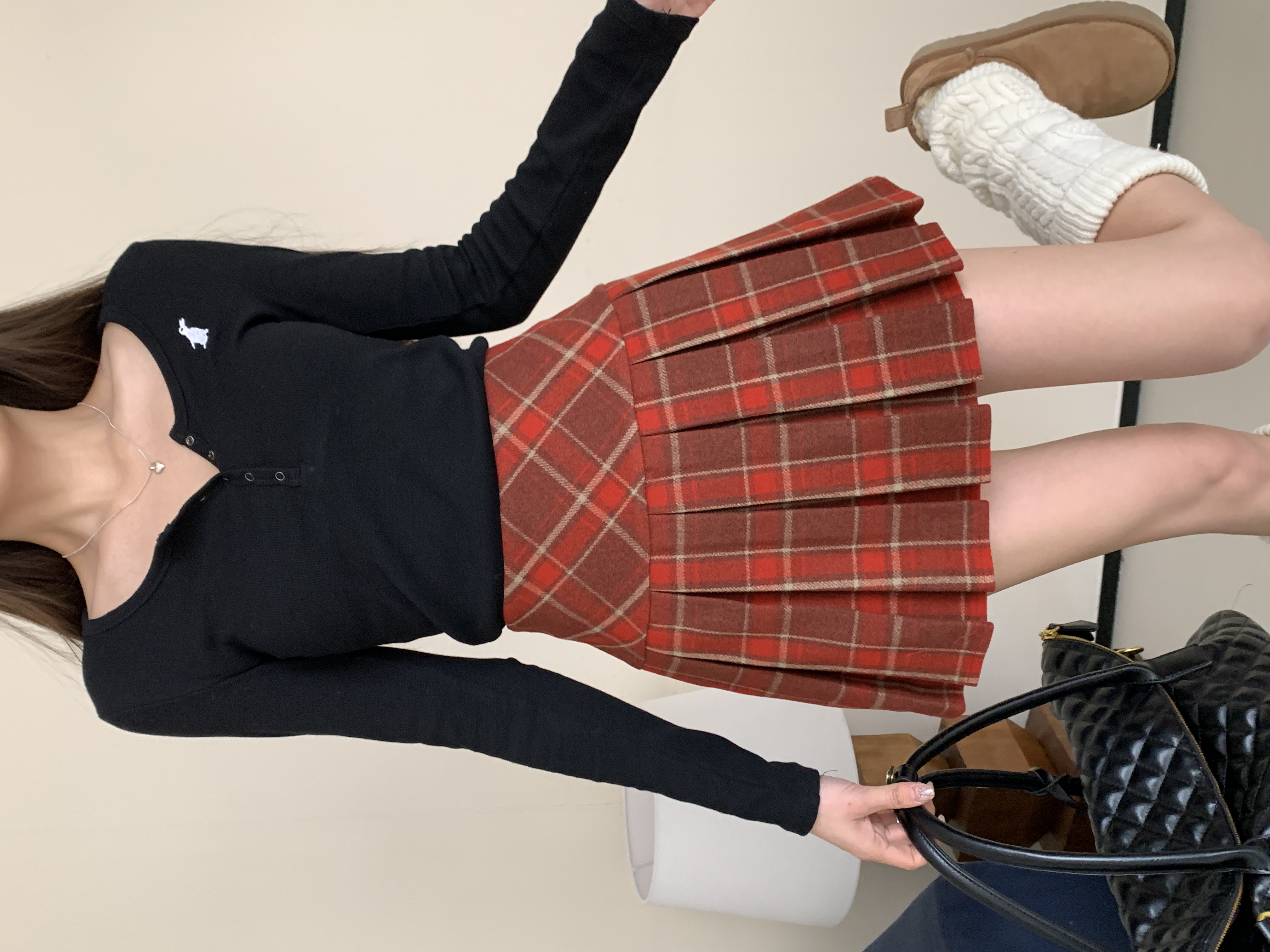 Plus Size American Style Red Plaid Pleated Skirt for Women - High Waist A-Line JK Skirt for Spring Summer 2024 Fashion.