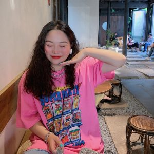 Plus Size American Vintage Printed T-Shirt for Women - Short Sleeve Loose Fit Summer 2025 Style