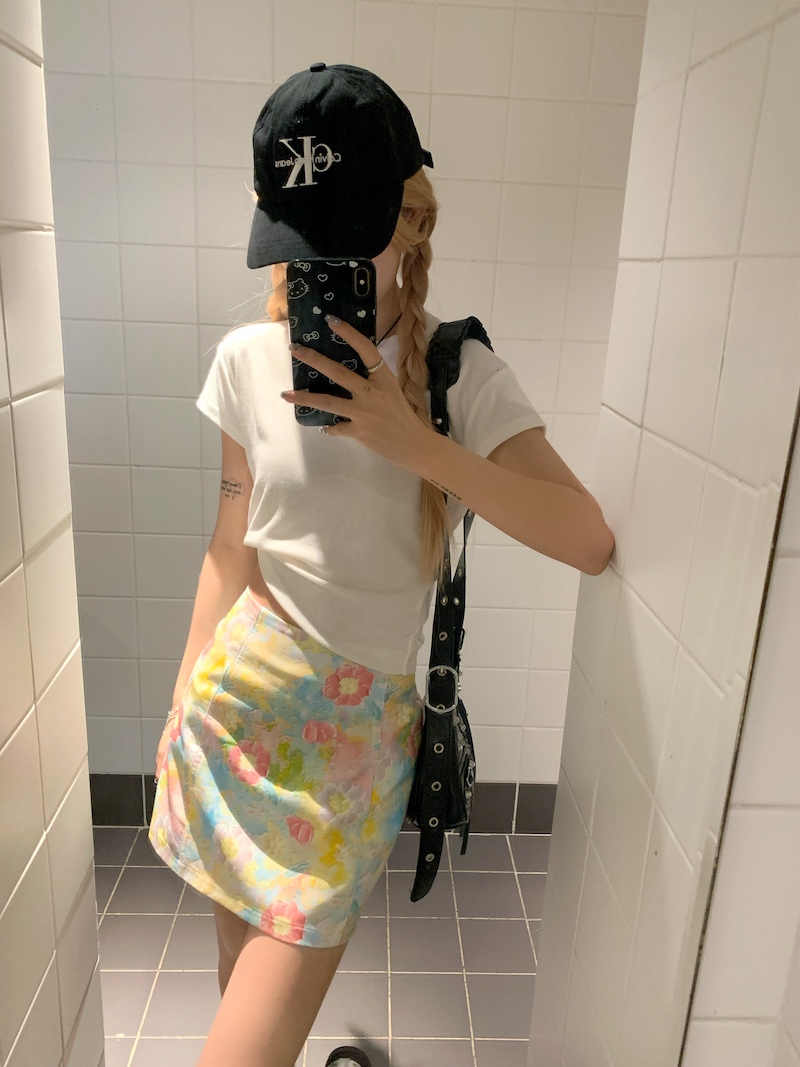 Plus Size Floral Half Skirt for Women - Summer A-Line High Waist Bodycon Short Skirt with Colorful Oil Painting Design