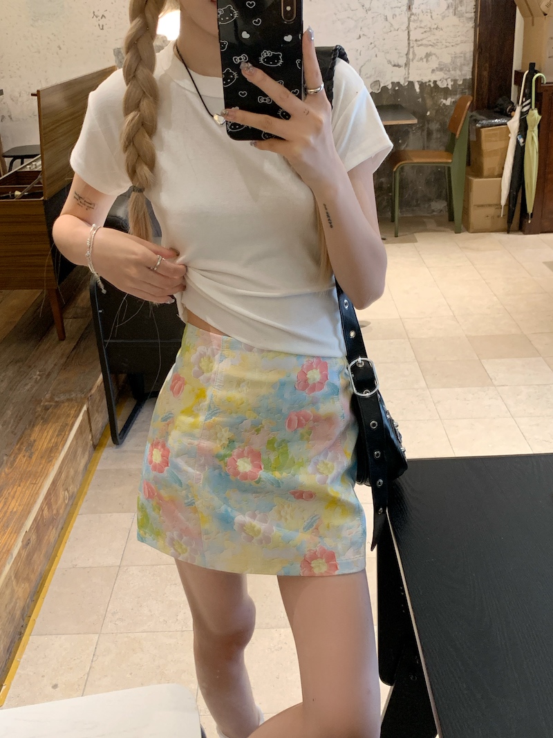 Plus Size Floral Half Skirt for Women - Summer A-Line High Waist Bodycon Short Skirt with Colorful Oil Painting Design