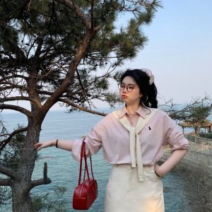 Plus-Size Korean-Style Minimalist White A-Line Skirt - Slightly Chubby Casual Short Skirt for Versatile Everyday Wear