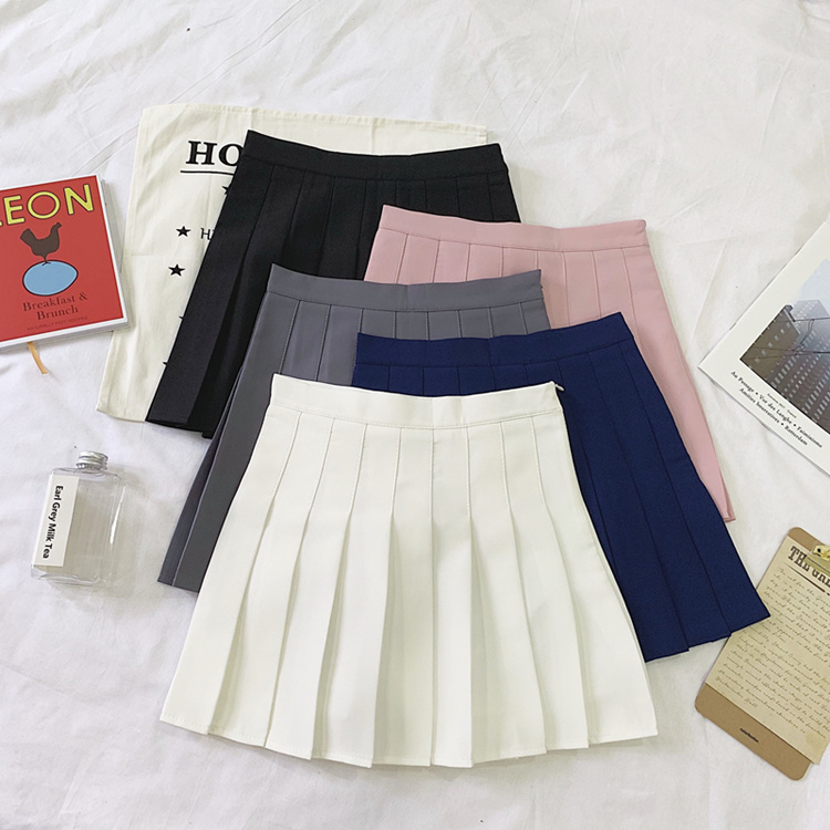 Plus Size Pleated High-Waisted A-Line Midi Skirt for Women, Korean Style Versatile Academy Look, Wrinkled Suit Design