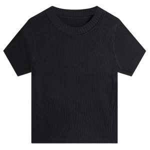 Plus-Size Slim Fit Cropped Ice Silk Short-Sleeve T-Shirt for Summer, Sweet and Spicy Style, Lightweight Knitted Top for Women