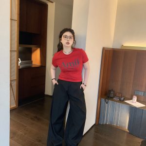 Plus Size Vintage Round Neck Slim Fit Short Crop T-Shirt with Sweetheart Letter Print - Slightly Chubby Aesthetic