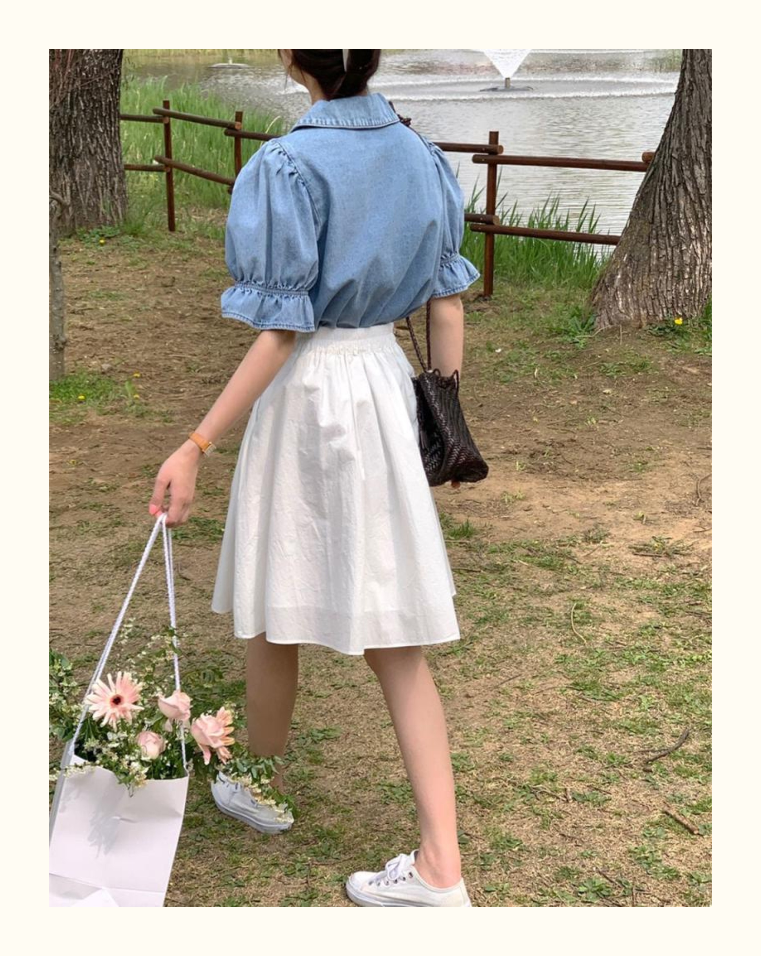 Plus-Size White High-Waisted A-Line Half Skirt for Pear-Shaped Women, Summer Mid-Length Style for Curvy Figures and Thick Thighs