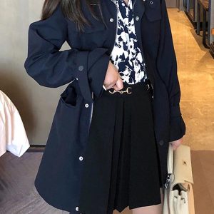 Plus-Size Women's High-Waisted Pleated A-Line Skirt, Flattering Half-Length Design for Spring/Summer 2024, Trendy Plus-Size Fashion