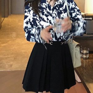 Plus-Size Women's High-Waisted Pleated A-Line Skirt, Flattering Half-Length Design for Spring/Summer 2024, Trendy Plus-Size Fashion