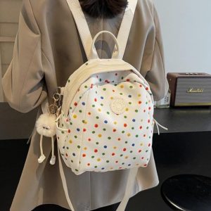 Polka Dot Backpack for Women - Fashionable Student Shoulder Crossbody Bag for Autumn & Winter 2024, Perfect for Commuting & Travel