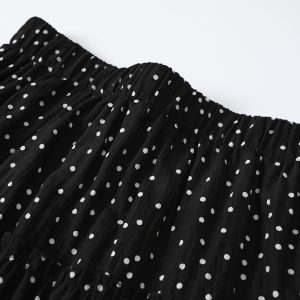 Polka Dot High-Waisted A-Line Long Skirt in Black - Flowy Summer Fashion, Y2K Style, Versatile for Any Occasion