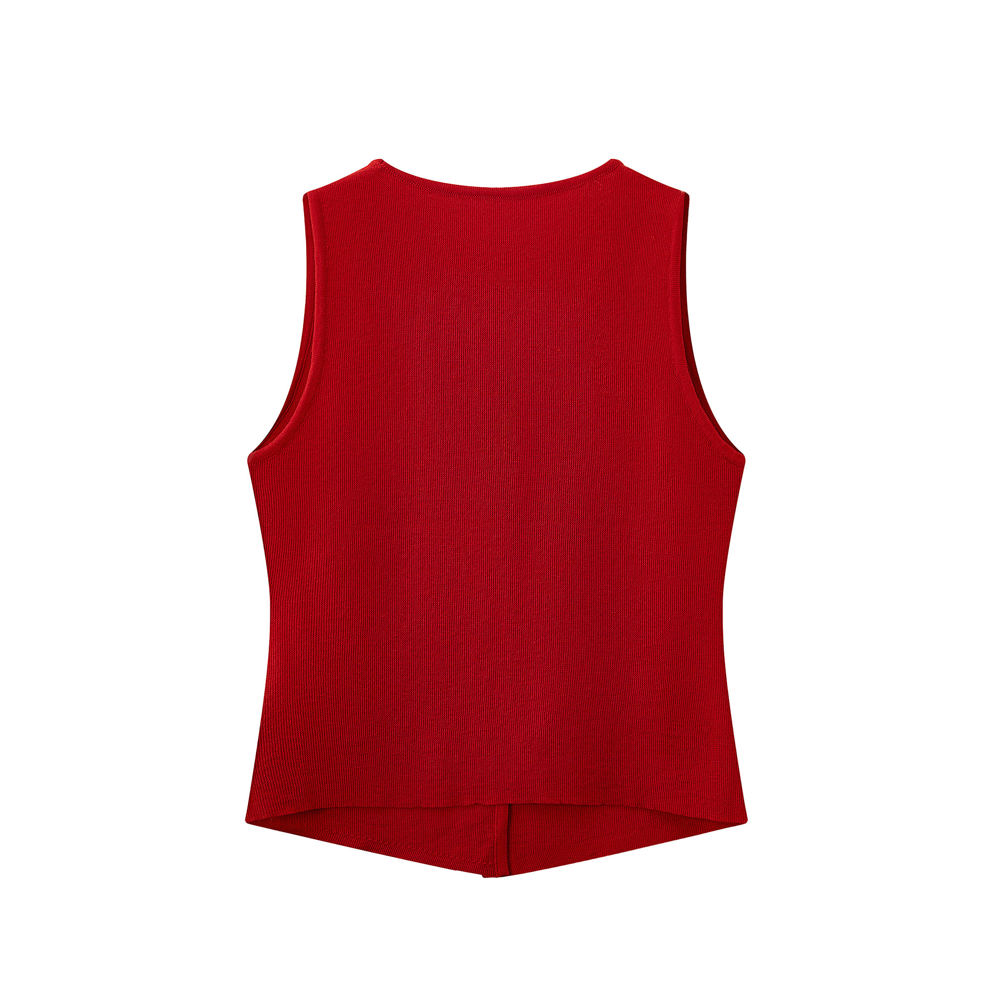 Red Hong Kong Style Sleeveless Top for Women - Summer V-Neck Slim Knit Vest - Casual Chic Fashion Essentials