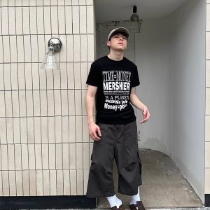 Retro American-Style Loose Wide-Leg Seven-Point Workwear Shorts for Men and Women - Trendy Summer Casual High-End Fashion