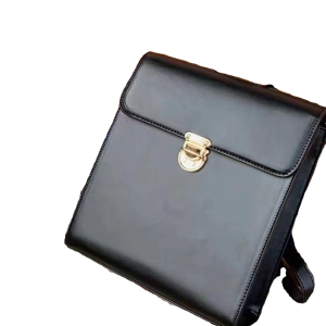 Retro Casual Black Leather Backpack for Women - Minimalist Travel Commuter Bag with Artistic Design